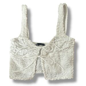 Zara White Bow Crop Top size XS